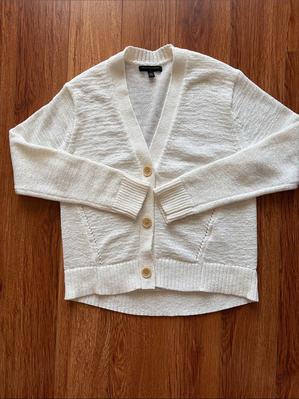 Banana Republic Factory Slouchy Button-Front V-Neck Cardigan Off-white XS EUC